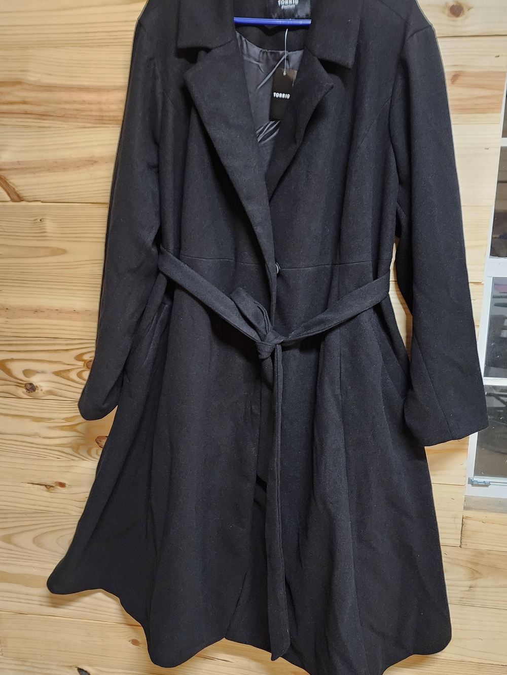 Torrid Black Belted Wool-Blend Trench Coat for Women Size 4x